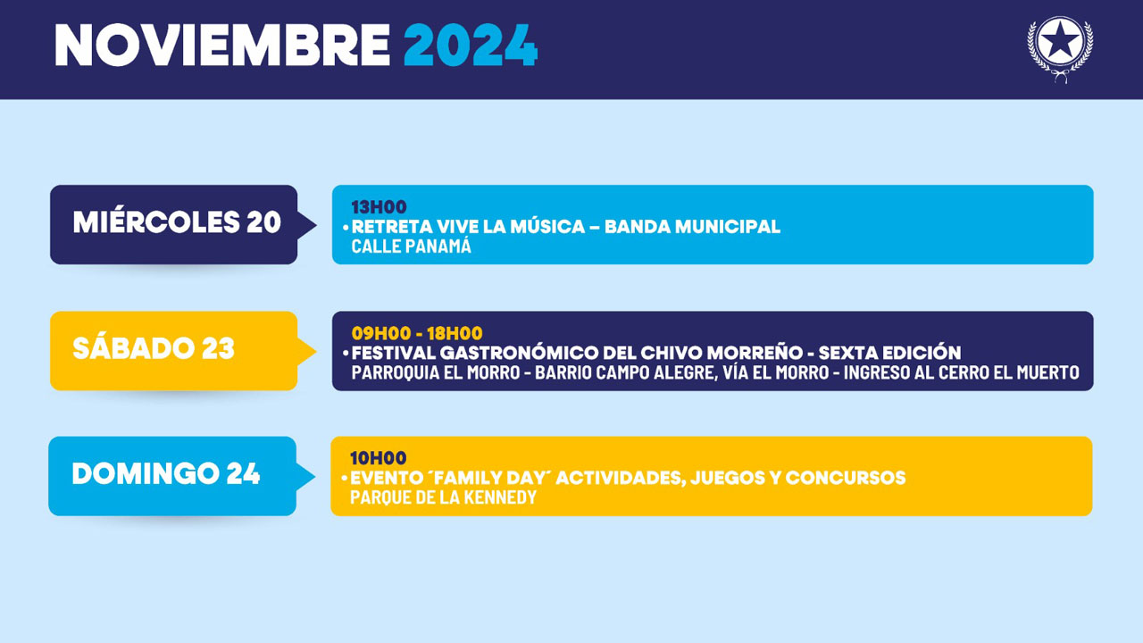 Agenda de actividades del 20, 23 y 24 de noviembre de 2024