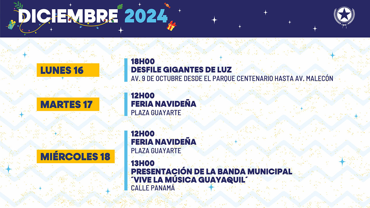 Agenda de actividades del 16, 17 y 18 de diciembre de 2024