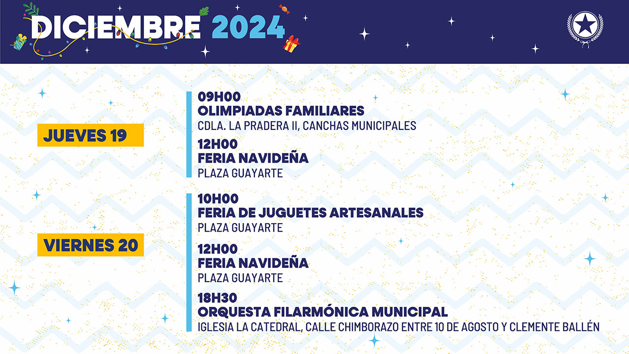 Agenda de actividades del 19 y 20 de diciembre de 2024